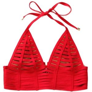 Beach Bunny Hard Summer Long Line Bikini Top XS Red